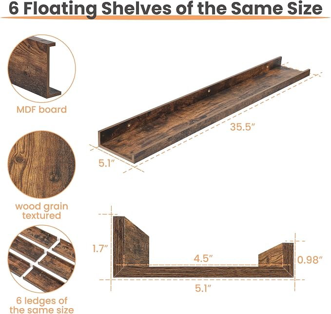 upsimples Floating Shelves for Wall Decor and Storage, Nursery Room, Coffee Bar - Image 3