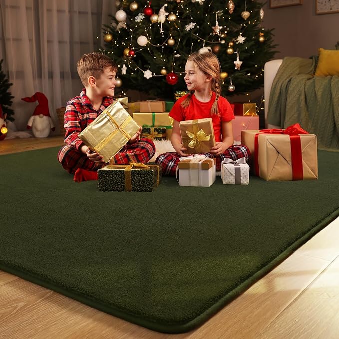 Modern Soft Hallway Runner Rug, 2x6 Olive Green Washable Runner Rug | Fluffy - Image 8