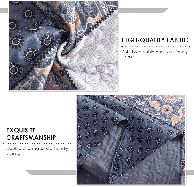3-Piece King Bedspread Quilt Set Lightweight Coverlet Set Garden Style Floral - Image 4