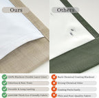 Blackout Thick Natural Linen Curtains 98 Inches Long 2 Panels Set - Image 5