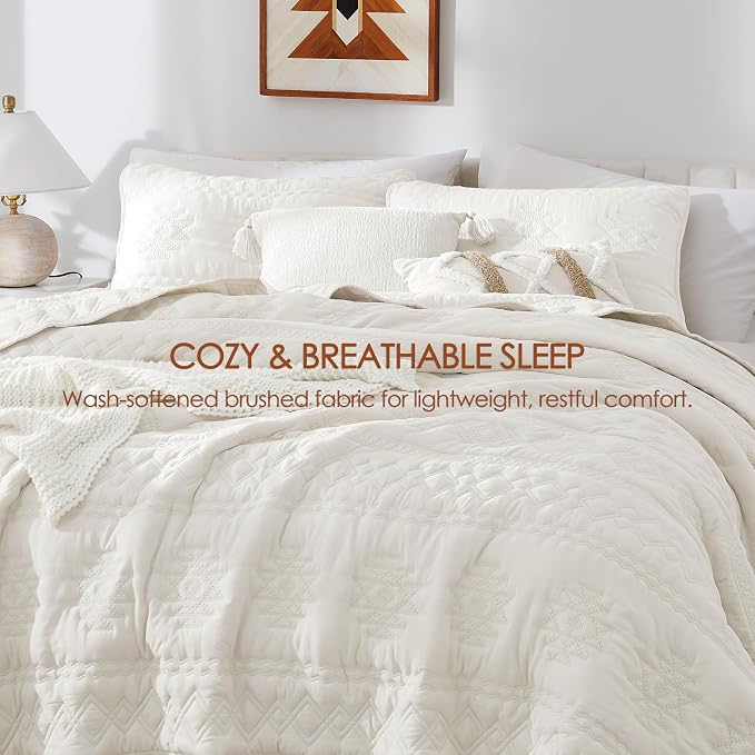WDCOZY Boho Ivory Twin Quilt Size Bedding Sets - Image 6