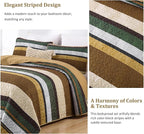 Dobuyly King Stripe Quilt Bedding Set, Boho Brown Lightweight Bedspread | - Image 5