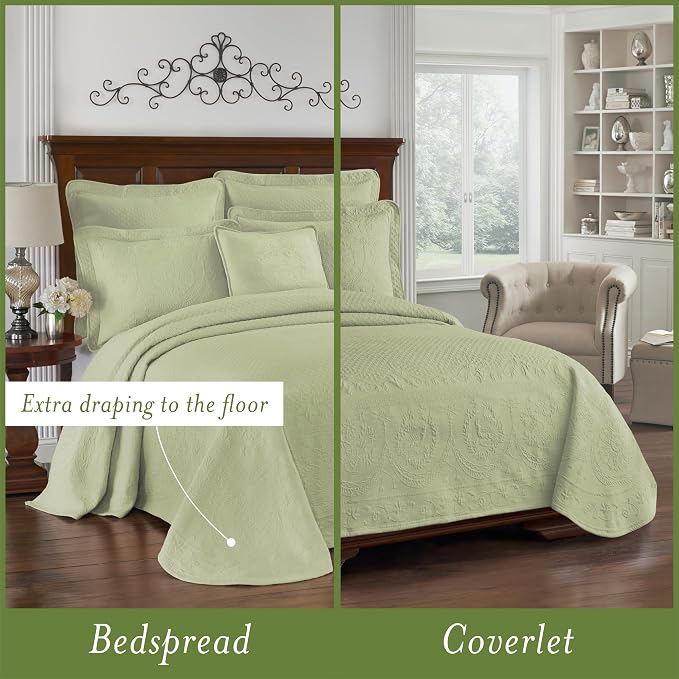 King Charles Modern Farmhouse Floral Matelasse Coverlet, 100% Cotton Breathable - Image 3