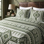 akkialla Reversible Green Boho Queen Quilt Set, 2-Piece Bohemian Aztec - Image 6