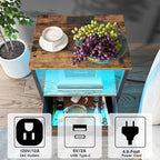 TUTOTAK LED End Table with Charging Station, Night Stand | Side Table with 2 - Image 7