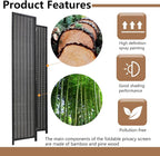 FDW Bamboo Room Divider Folding Privacy Screen 4 Panel 70 Inches High 17 Inches - Image 5