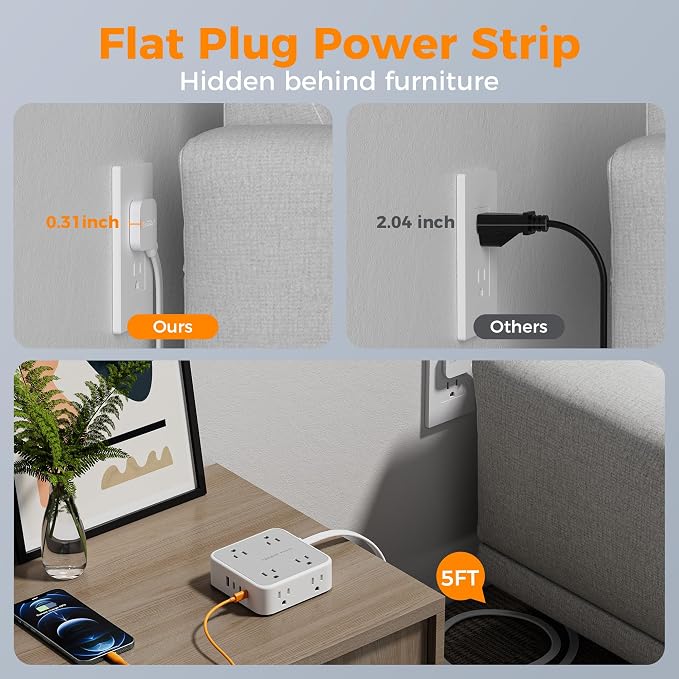 TESSAN Surge Protector Power Strip - Image 4
