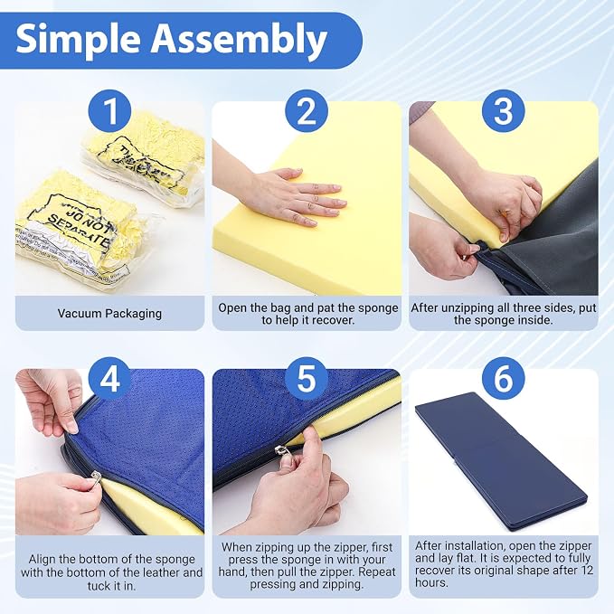 Wesiti 4 Pcs Fall Mat for Elderly Bedside, Anti Fatigue Crash Bed Pad - Image 4