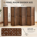6 Panel Pegboard Room Divider, Folding Privacy Screen, Freestanding Wooden - Image 3