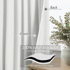 White 100% Blackout Linen Curtains 70 Inch Wide by 108 Inch - Image 3