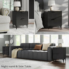 Black Fluted Nightstand Set of 2, Modern Night Stands - Image 5