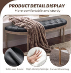 chairus 55" Button Tufted Semi-Circle Dining Bench Linen Halfmoon Entryway - Image 5