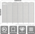 6 Panel Folding Room Divider, Woven Privacy Screen, handcrafted diamond pattern - Image 3