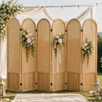6 Panel Rattan Room Divider Screen, Boho Folding Privacy Screen | Decorative - Image 3