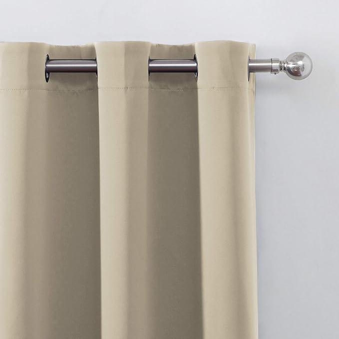 100% Blackout Curtains 52 x 84 Inch/Beige Curtains 2 Panels - Image 7