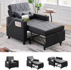 Faux Leather Convertible Sleeper Chair Bed, Single Pull Out Sofa, USB & Type-C by TYBOATLE