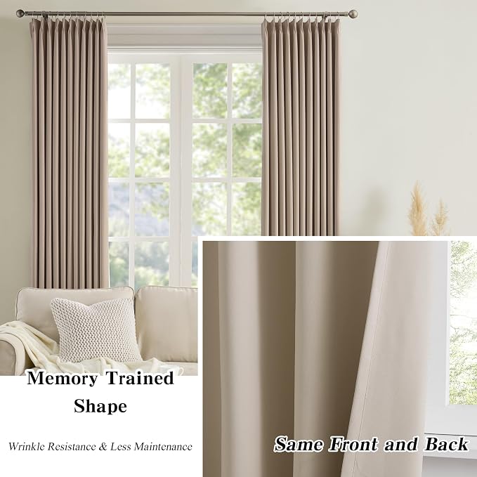 Pinch Pleated Window Curtain Panels 94 Inches Long Light Blocking Solid Custom - Image 6