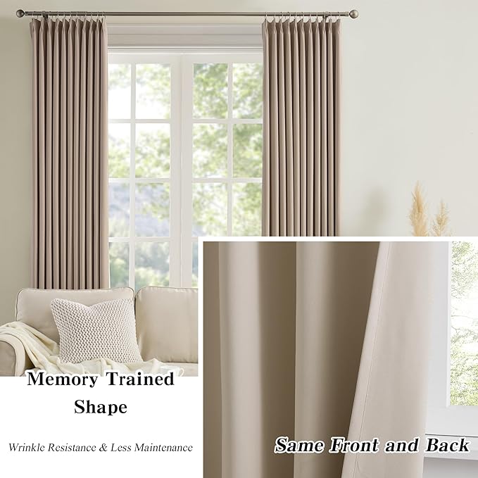 Pinch Pleated Window Curtain Panels 92 Inches Long Light Blocking Solid Custom - Image 6