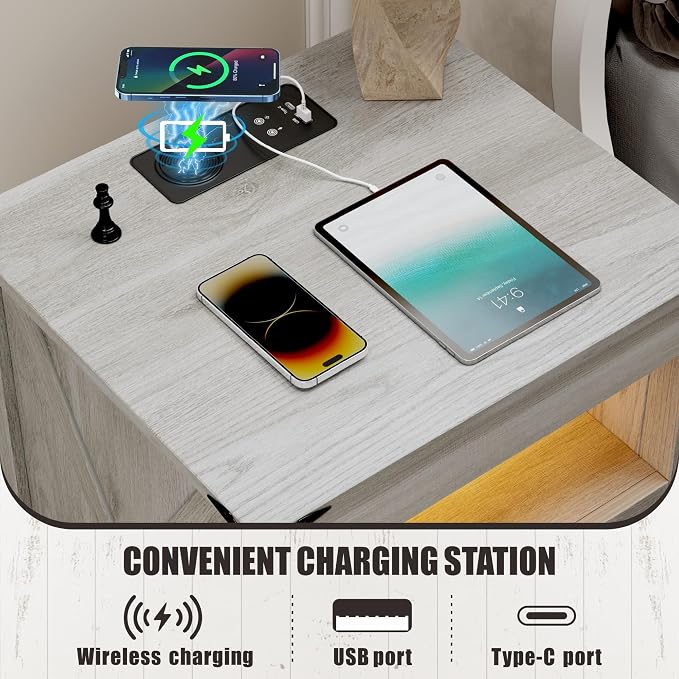LED Bedside Table Set of 2 - Image 5