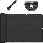 Custom Size 3'x27' Black Balcony Privacy Screen 90% UV Block | Windscreen Fence by SUNLAX