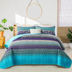 WONGS BEDDING Boho Quilts Queen Size, 3 Pieces Bedspread Bedding Set, by WONGSBEDDING