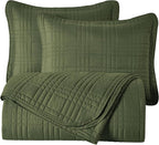 Chezmoi Collection Kingston King Size Bedspread Set, 3-Piece Olive Green - Image 9