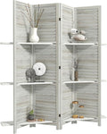 HOMCOM Room Divider with Shelves, 4 Panel, Distressed White | Wood Privacy by HOMCOM