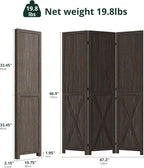 3 Panel Folding Room Divider, Solid Wood Privacy Screen, Freestanding Partition - Image 2