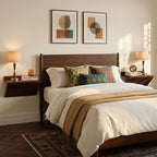 Floating Nightstand Set of 2 Walnut Bedside Table Wall Mounted Wood | Z-Shape - Image 7