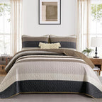Dinjoy King Boho Striped Quilt Set, Balck White Lightweight Bedspread | Soft - Image 2