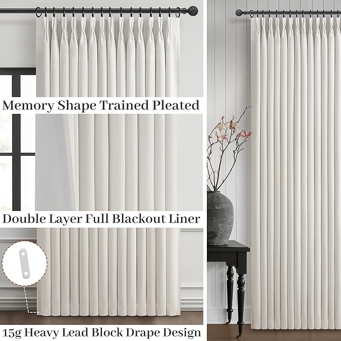 Pleat Viral Linen 90 Inch Blackout Curtains - Image 3