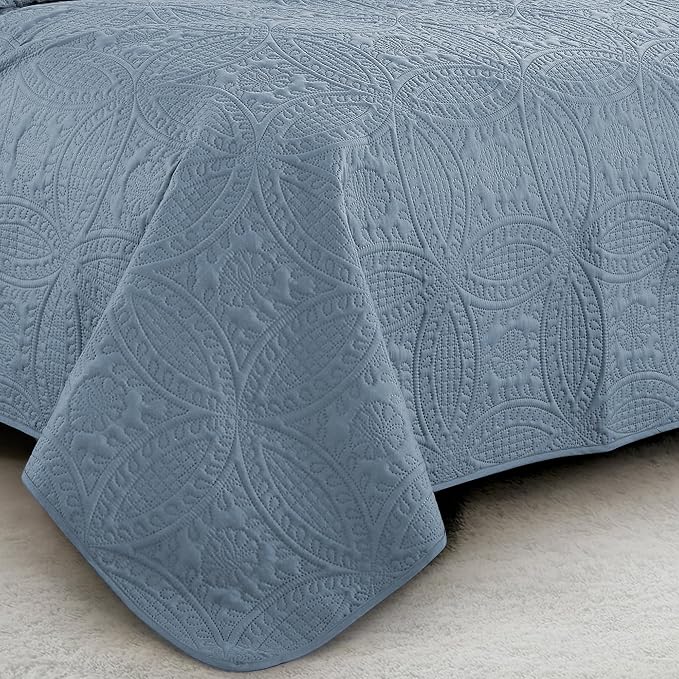 Chezmoi Collection Austin Full/Double Oversized Bedspread Set, 3-Piece Pinsonic - Image 4