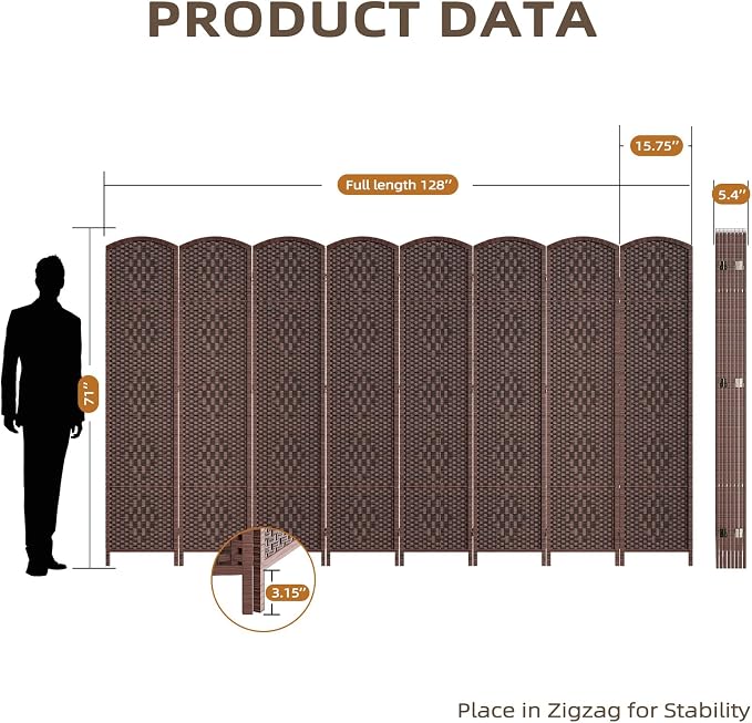 HALLYBEE Room Divider Panel, 8 Panel Partition Room Dividers Screen, Privacy - Image 3