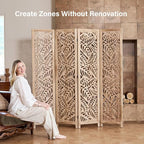 Leaf-Carved Room Divider Privacy Screen - Image 5