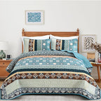 Yiran Blue Boho Quilt Set King Size, Fall Patchwork Bedspreads | Bohemia - Image 2