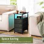 Yoobure End Table with Charging Station, LED Narrow Side Table Bedside Table - Image 3