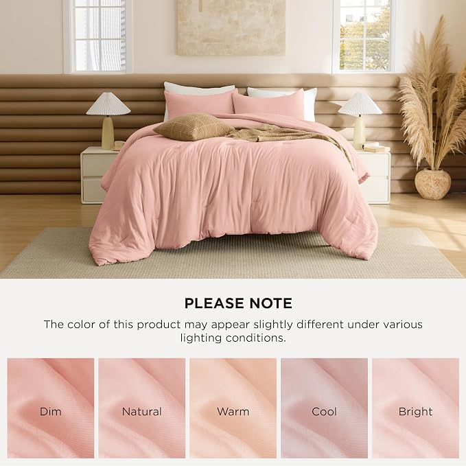 Bedsure Full Comforter Set, Blush Pink Soft Prewashed Bedding - Image 8