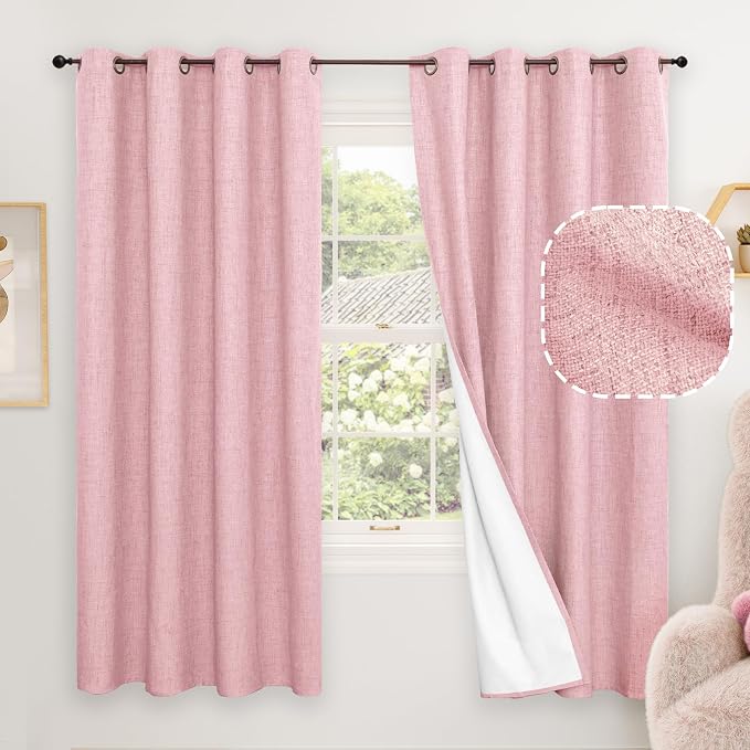 Linen Blackout Curtains 63 Inches by Lajode