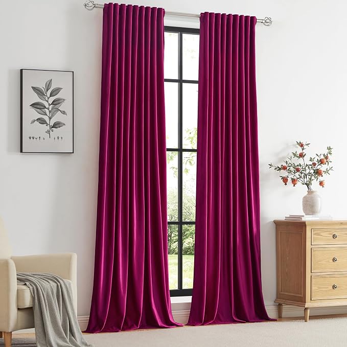 PRIMROSE Hot Pink Velvet Curtains 63 inch Long - Image 7