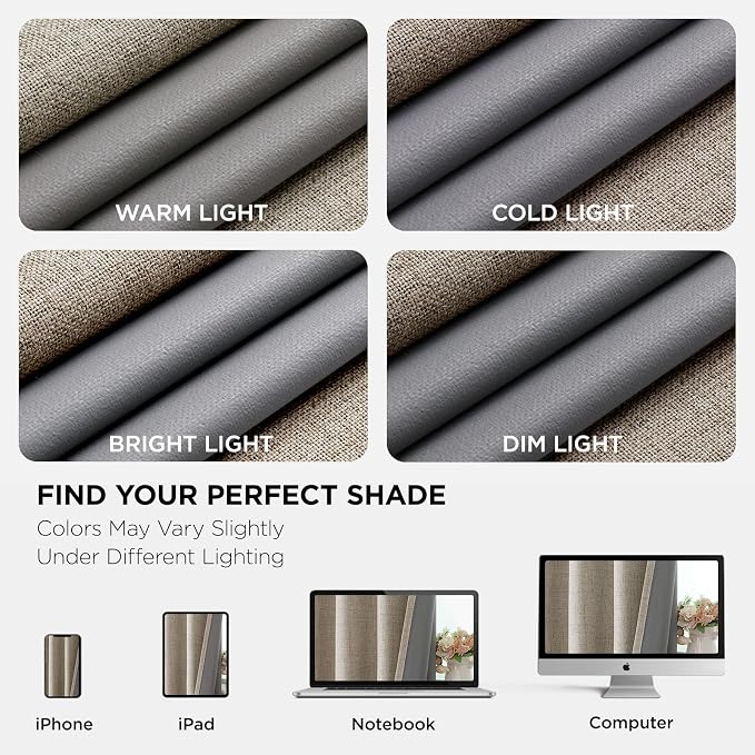 Joydeco Linen Blackout Room Divider Curtains, Extra Wide Sliding Door Drapes - Image 9