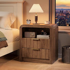 Decofy Fluted Nightstand with Charging Station, 19.7'' Wide Morden End Table - Image 7