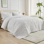 Kingnex Oversized Cal King Bedspreads 120x120 Ultrasonic Quilted White | by Kingnex