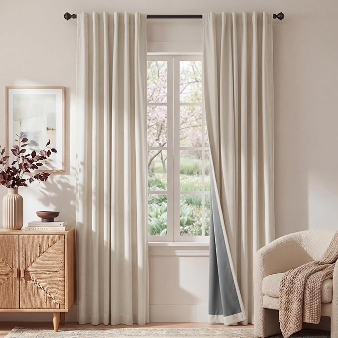 RYB HOME Warm Sand 100% Blackout Curtains 108 Inch Long by RYBHOME