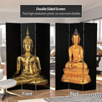 Red Lantern 6 ft. Tall Double Sided Thai Buddha Room Divider 3 Panel - Image 2