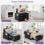 Faux Leather Convertible Sleeper Chair Bed, Single Pull Out Sofa, USB & Type-C - Image 6