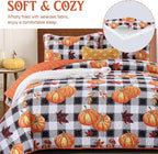 Anibedding Fall Patchwork Quilt Queen Size, Soft Pumpkins Maple Leaves Themed - Image 2