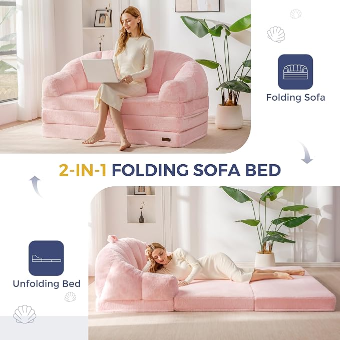 MAXYOYO Folding Sofa Bed, 2 in 1 Convertible Sofa to Lounger | Comfy Loveseat - Image 6