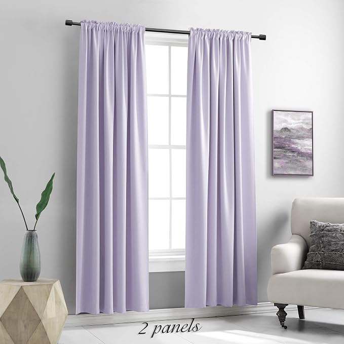 84 Inches Long 2 Panels Lavender Purple Curtain Panels - Image 2