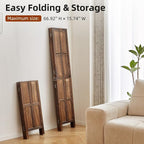 Wood 4 Panel Room Divider, 5.6Ft Detachable Folding Privacy Screen - Image 6