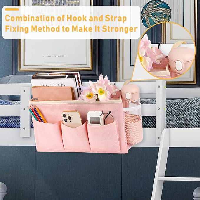Lilithye Bedside Caddy, Bedside Storage Bag Hanging Organizer - Image 2